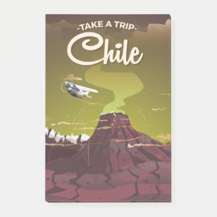 Chile Volcano vintage travel poster Post-it Notes