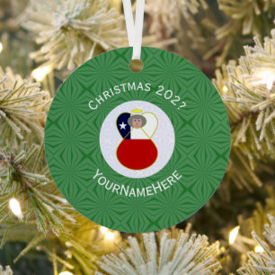 Chilean Angel Christmas Flag Personalised  Metal Tree Decoration