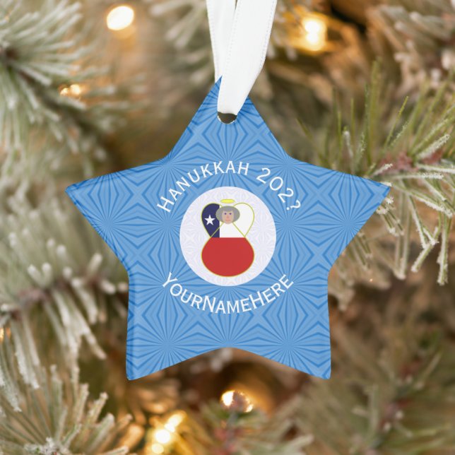 Chilean Angel Hanukkah Flag Personalised  Ornament (Tree)