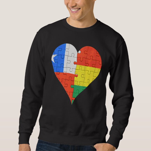 Chilean Bolivian Flag Heart Sweatshirt (Front)