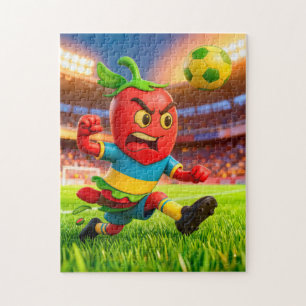 Chilean chilli pepper soccer player in stadium jigsaw puzzle