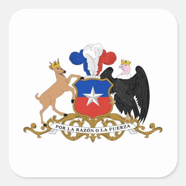 Chilean Coat of Arms, Flag of Chile Square Sticker (Front)