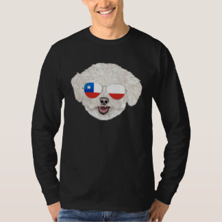 Chilean Flag Bichons Frise Dog Chile Pocket T-Shirt