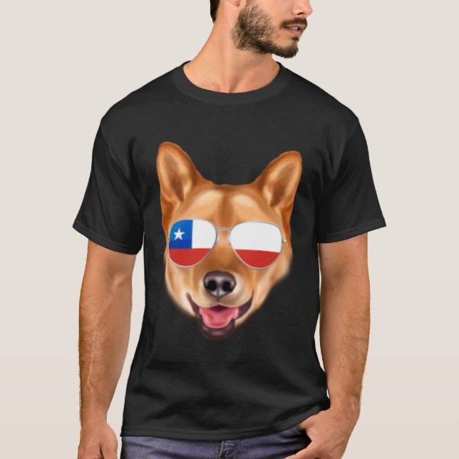 Chilean Flag Finnish Spitz Dog Chile Pocket T-Shirt (Front)