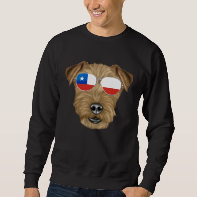 Chilean Flag Lakeland Terrier Dog Chile Pocket Sweatshirt (Front)