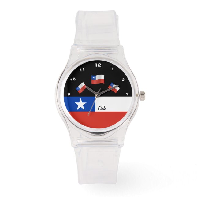 Chilean Flag watch, Chile fashion /sports Watch (Front)