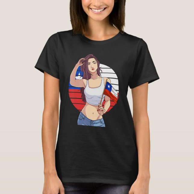 Chilean Girl Latino Pride Chile Flag Proud Chileno T-Shirt (Front)