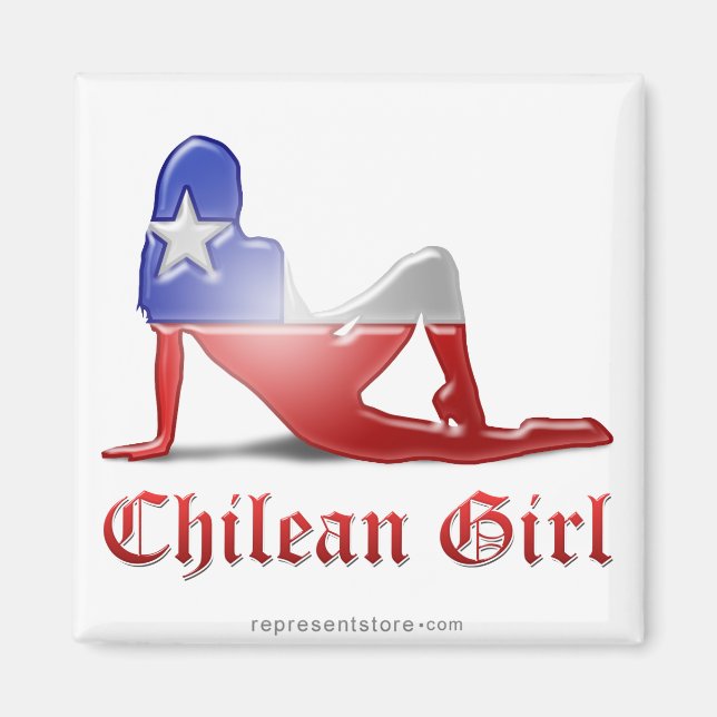 Chilean Girl Silhouette Flag Magnet (Front)