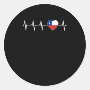 Chilean Heartbeat I Love Chile Flag Heart Country Classic Round Sticker