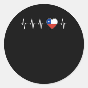 Chilean Heartbeat I Love Chile Flag Heart Country Classic Round Sticker