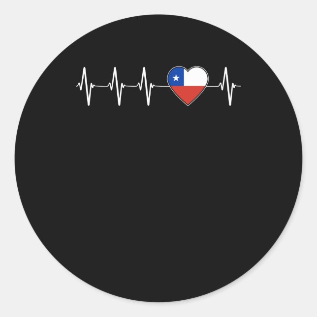 Chilean Heartbeat I Love Chile Flag Heart Country Classic Round Sticker (Front)