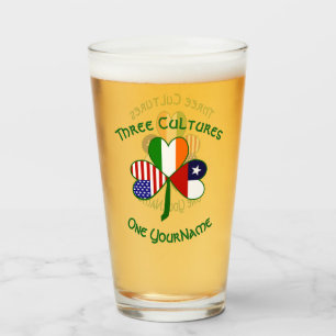 Chilean Irish American Flags Shamrock Personalised Glass