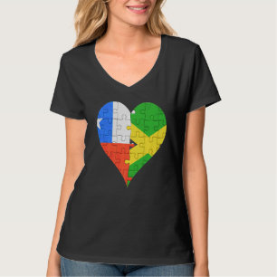 Chilean Jamaican Flag Heart T-Shirt