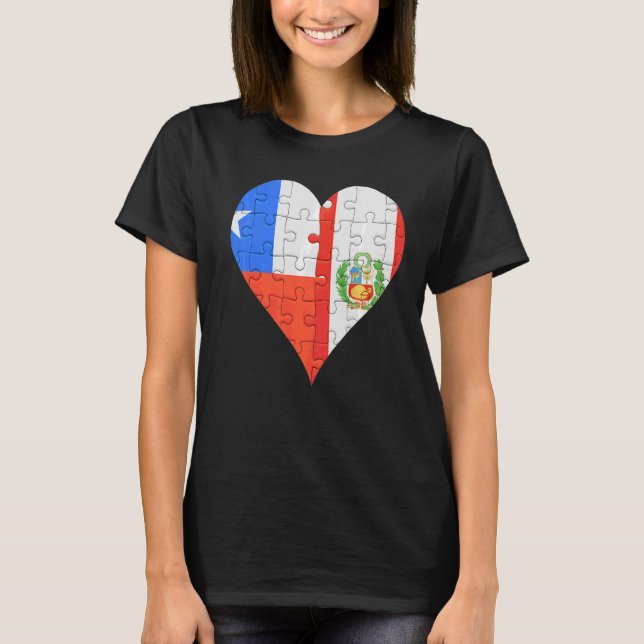 Chilean Peruvian Flag Heart T-Shirt (Front)