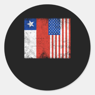 Chilean Roots Half American Flag Usa And Chile Fla Classic Round Sticker