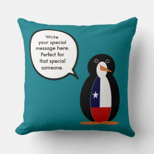 Chilean Talking Ms. Penguin Personalised Cushion