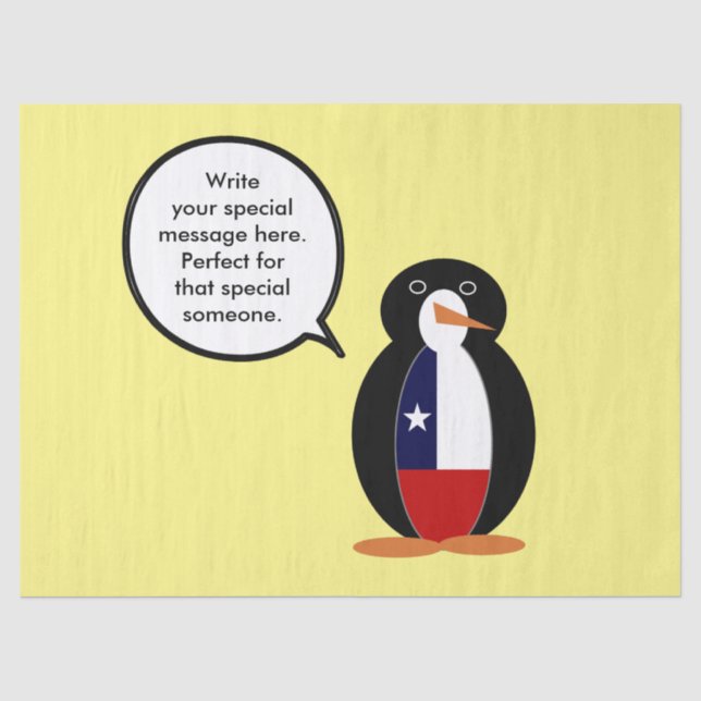 Chilean Talking Ms. Penguin Personalised Tissue Paper (Front)
