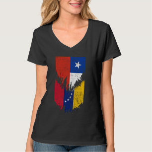 Chilean Venezuelan Flags Ripped Torn Chile Venezue T-Shirt