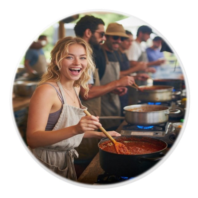 Chili Cook Off Photo Customize Ceramic Knob (Front)