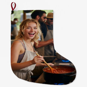 Chili Cook Off Photo Customize Large Christmas Stocking
