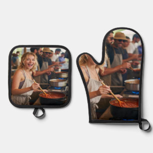 Chili Cook Off Photo Customize Oven Mitt & Pot Holder Set