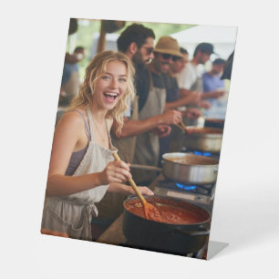 Chili Cook Off Photo Customize Pedestal Sign