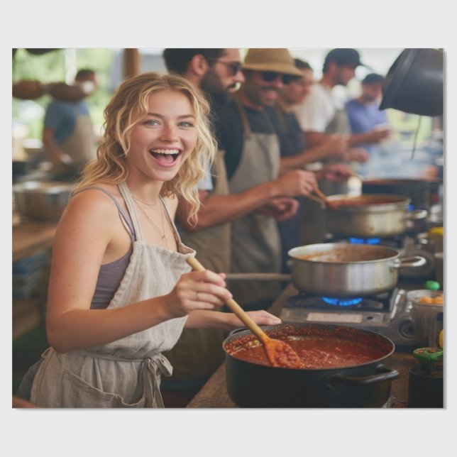 Chili Cook Off Photo Customize Wrapping Paper (Flat)