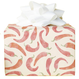 Chili Pepper Red Cream Watercolor Food Art Wrapping Paper