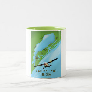 Chilika Lake India travel poster Two-Tone Coffee Mug