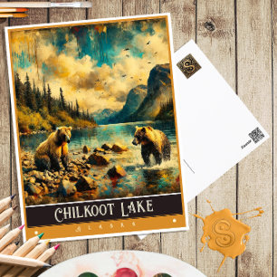 Chilkoot Lake, Alaska Vintage Painting Postcard