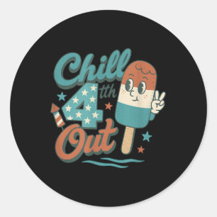 Chill 4th Out – Funny Retro 4th Of July Ice Cream Classic Round Sticker