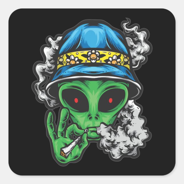 Chill Alien Square Sticker (Front)