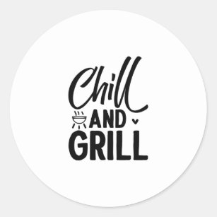 Chill And Grill BBQ Classic Round Sticker