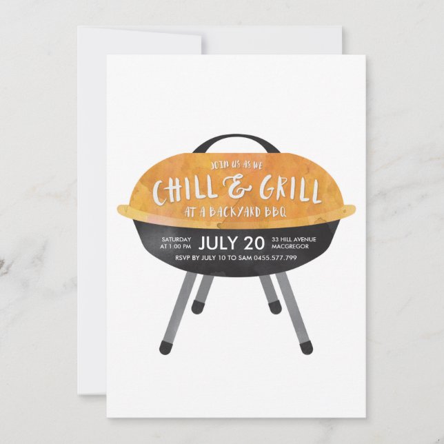 Chill and Grill BBQ Party Invitation (Front)