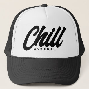Chill and grill funny BBQ party trucker hat