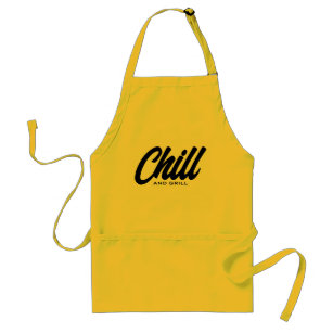 Chill and grill funny yellow BBQ arpon for men Standard Apron