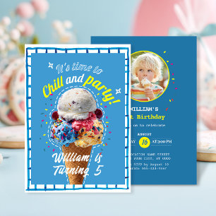 Chill and Party Ice Cream Birthday Invitation
