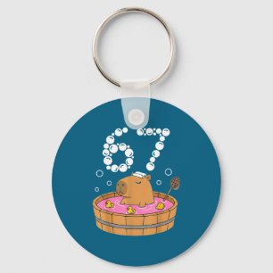 Chill Bath Tub Capybara Sauna 67 Relaxed Animal Fu Key Ring