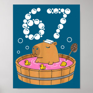 Chill Bath Tub Capybara Sauna 67 Relaxed Animal Fu Poster