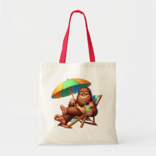 Chill Bigfoot Beach Vibes Funny Summer Sasquatch Tote Bag