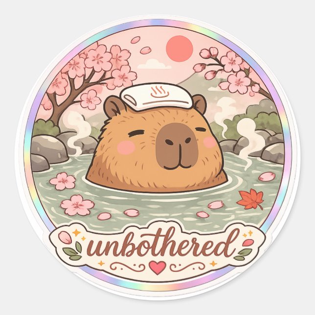 Chill Capybara Hot Spring Aesthetic Sticker Gift (Front)