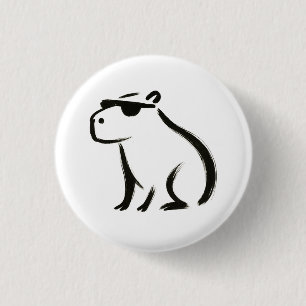 Chill Capybara – Ink Brush Design on 3 Cm Round Badge