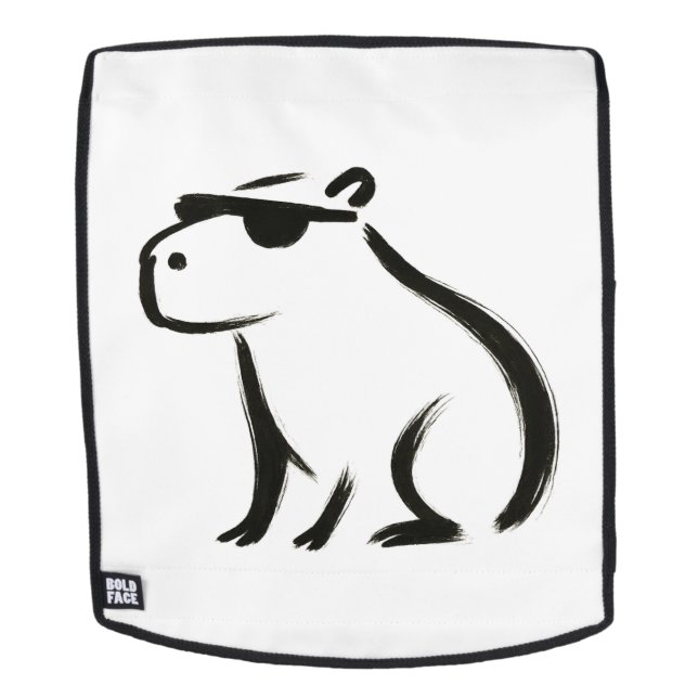 Chill Capybara – Ink Brush Design on Backpack (Removable Face)