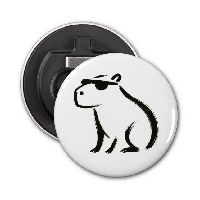 Chill Capybara – Ink Brush Design on Bottle Opener (Front)