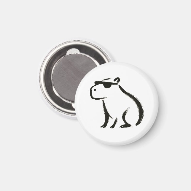 Chill Capybara – Ink Brush Design on Magnet (Front/Back)