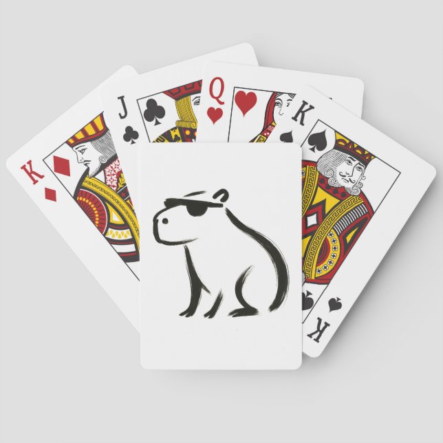 Chill Capybara – Ink Brush Design on Playing Cards (Back)