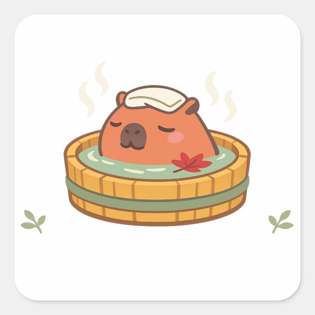 Chill Capybara Onsen Hot Spring Vinyl Sticker (Front)