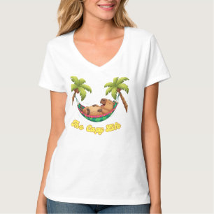 Chill Capybara V-Neck T-Shirt   Summer Hammock Tee