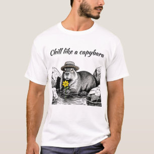 Chill Capybara Vintage Illustration T-Shirt