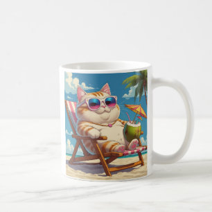Chill Cat on the Beach – Funny Vacation Mug